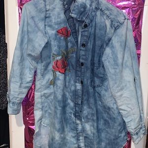 On trend oversized denim button down